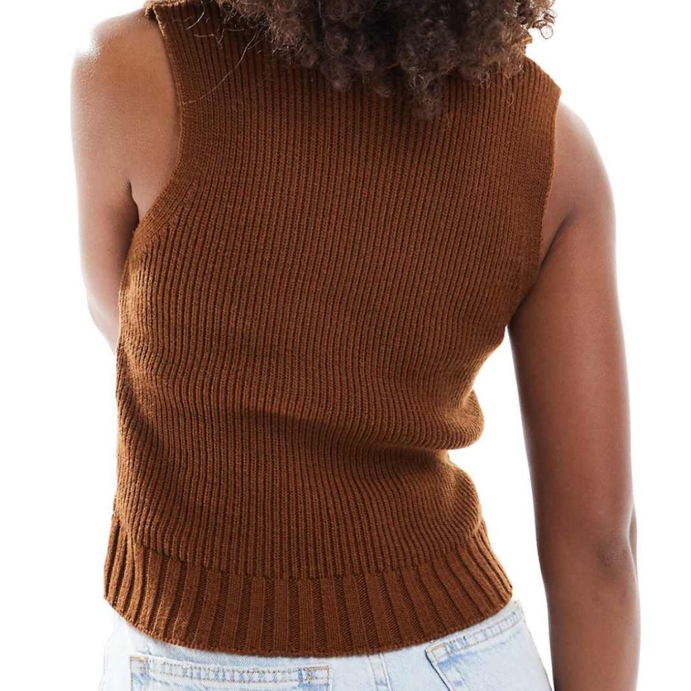 Miss Selfridge Brown Ruffle Tank Top - Picture 2 of 5